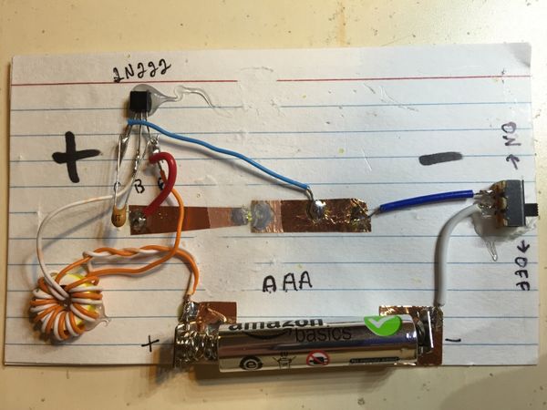Joule Thief Index Card with SMD LEDs